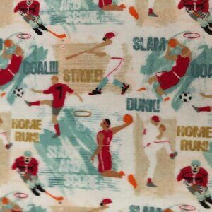 🛒 $40 8 yrd Flannel Fabric Material Bolt Football Basketball Baseball Sports 29
